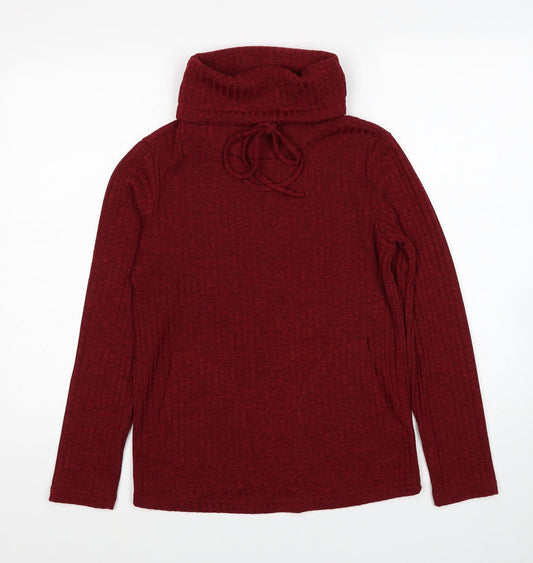 SheIn Womens Red Roll Neck Polyester Pullover Jumper Size XS - Ribbed