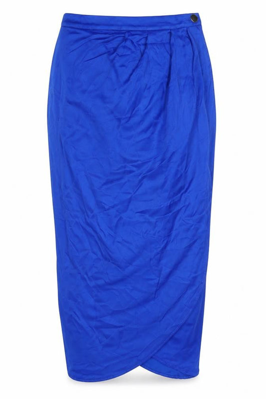 Zara Womens Blue Viscose Straight & Pencil Skirt Size S Button