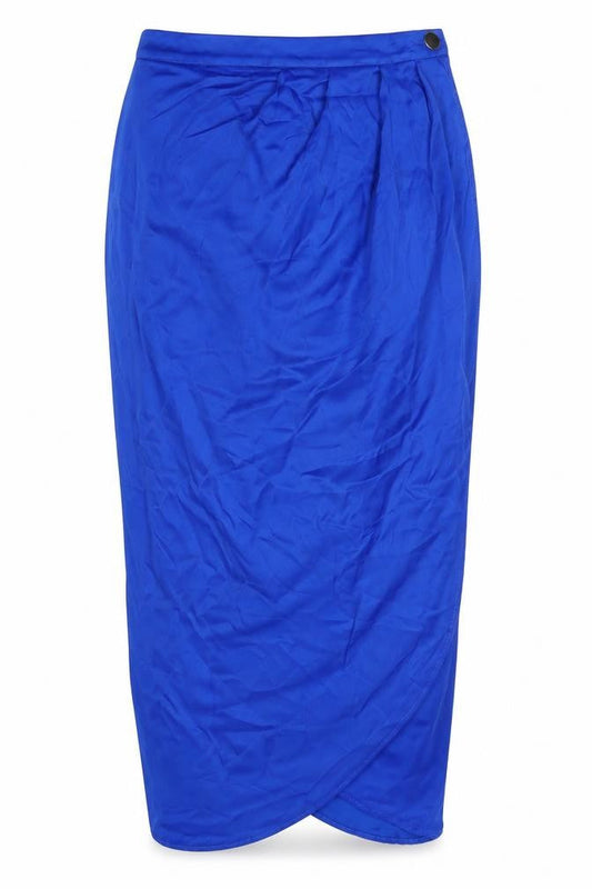 Zara Womens Blue Viscose Straight & Pencil Skirt Size S Button