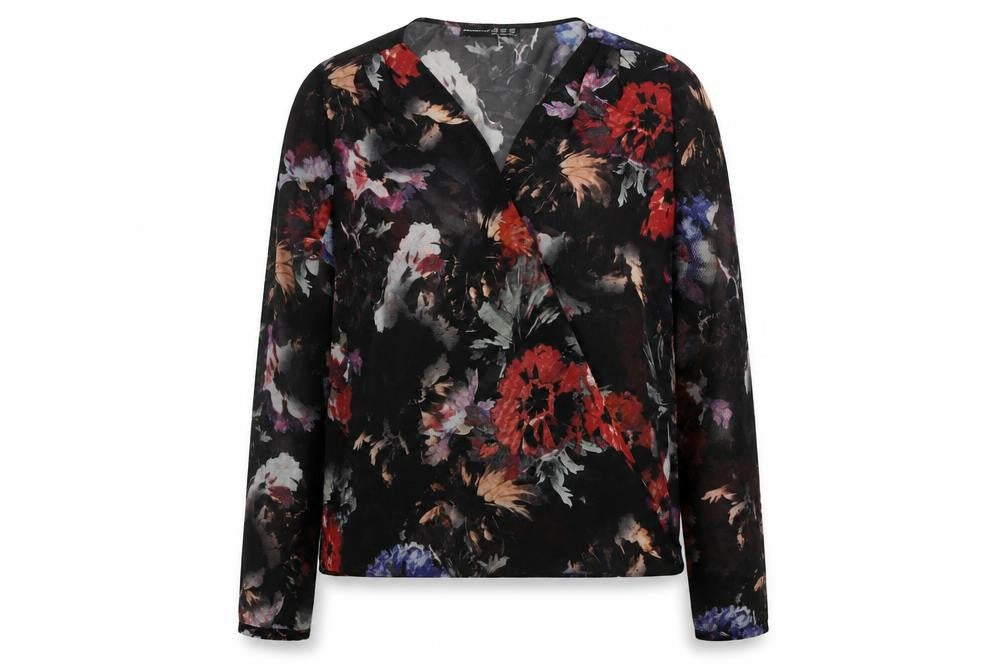 Atmosphere Womens Black Geometric Polyester Basic Blouse Size 12 V-Neck