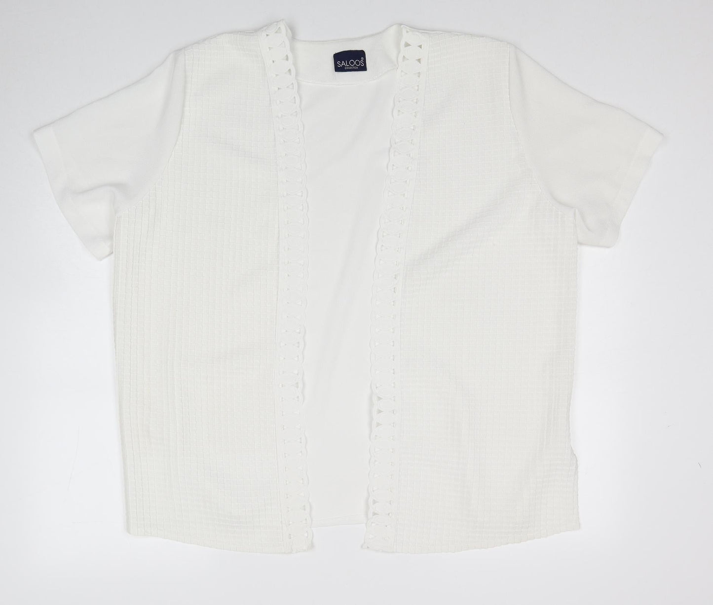 Saloos Womens White V-Neck Polyester Cardigan Jumper Size 18