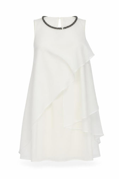 Next Womens White Polyester Trapeze & Swing Size 12 Round Neck Button