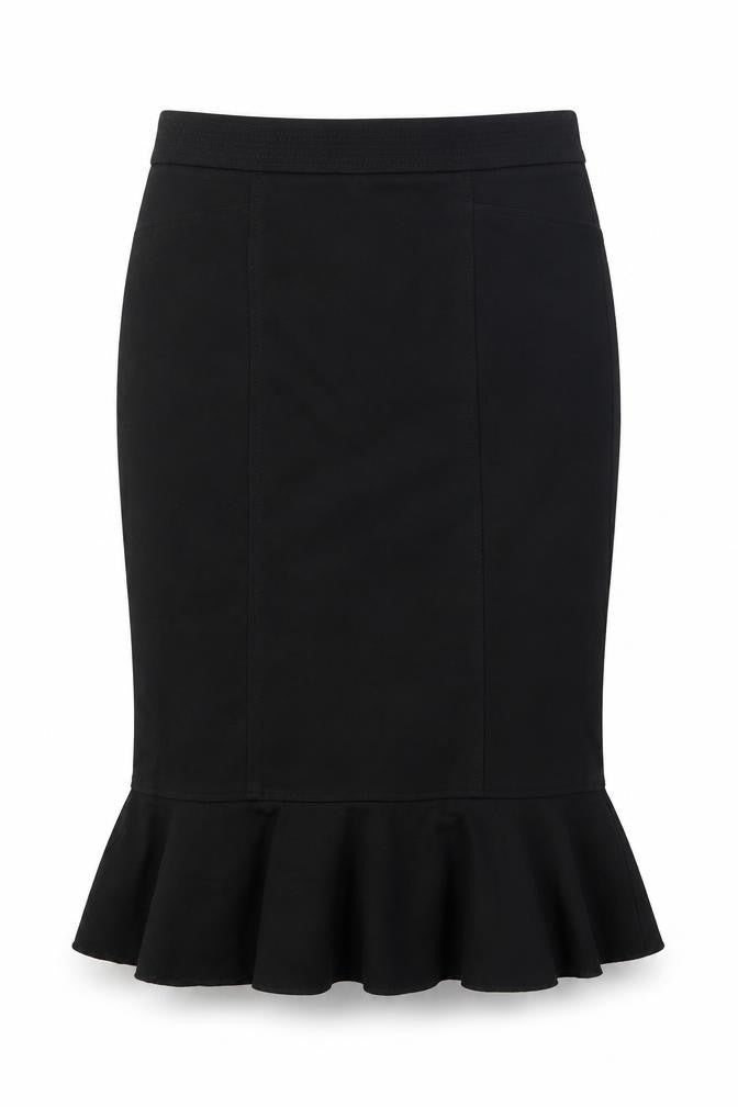 Country Casuals Womens Black Viscose Trumpet Skirt Size 10 Zip