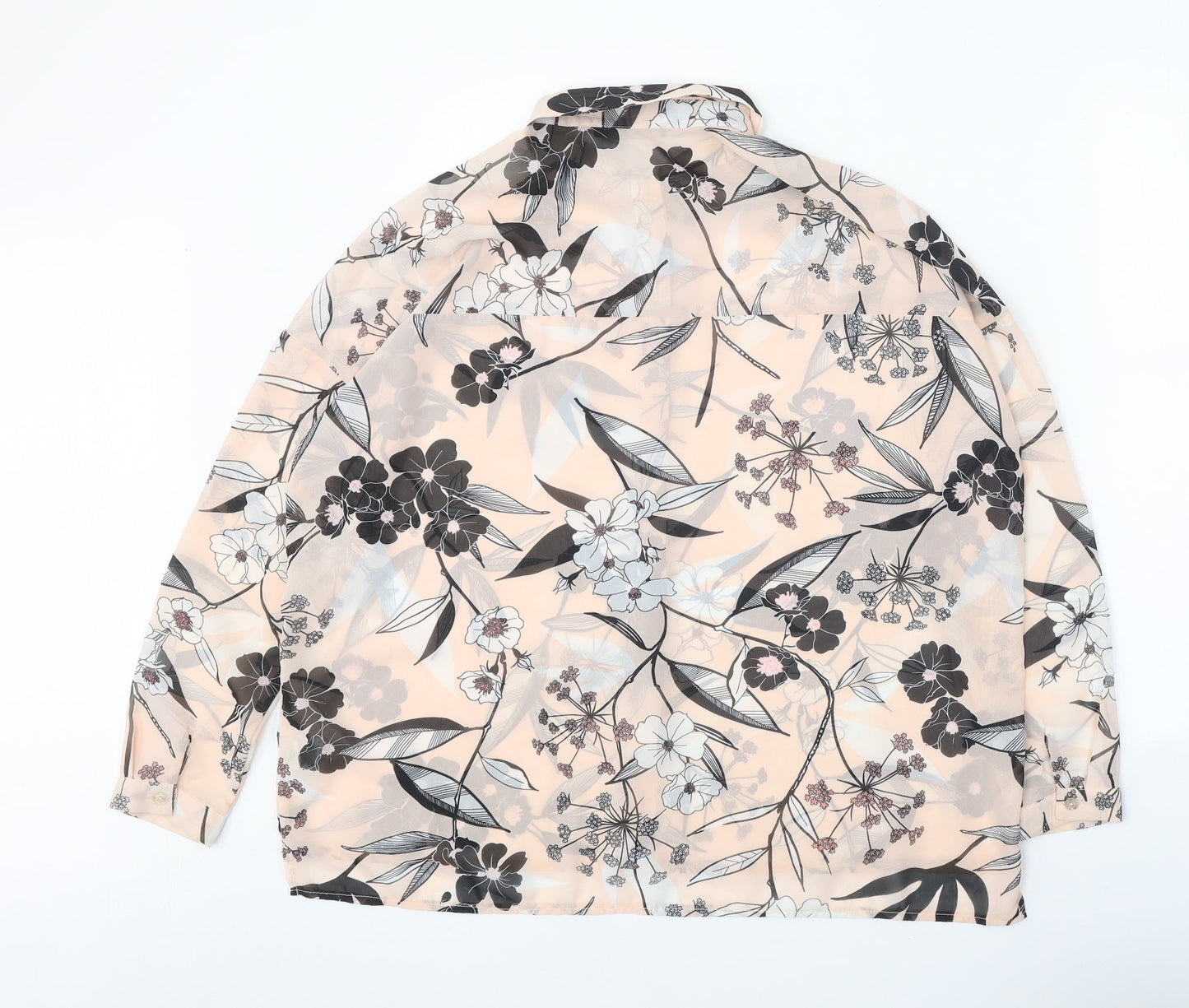 Atmosphere Womens Beige Floral Polyester Basic Button-Up Size 12 Collared