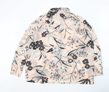 Atmosphere Womens Beige Floral Polyester Basic Button-Up Size 12 Collared