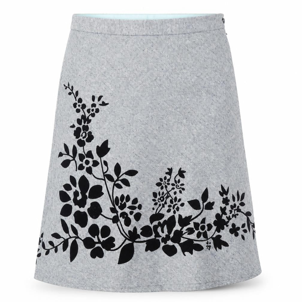 Fever Womens Blue Floral Polyester Swing Skirt Size 12 Zip
