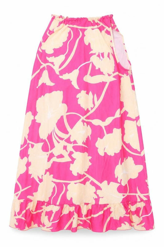 Womens Pink Floral Polyester Trapeze & Swing One Size Boat Neck Tie