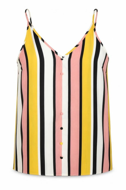 Papaya Womens Multicoloured Striped Polyester Basic Tank Size 14 V-Neck