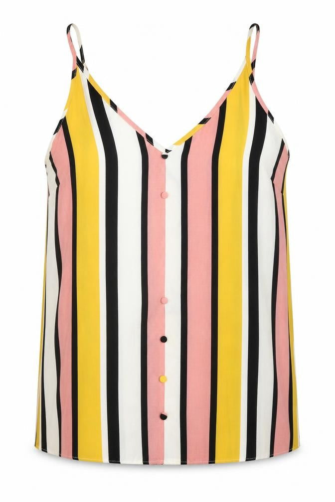 Papaya Womens Multicoloured Striped Polyester Basic Tank Size 14 V-Neck