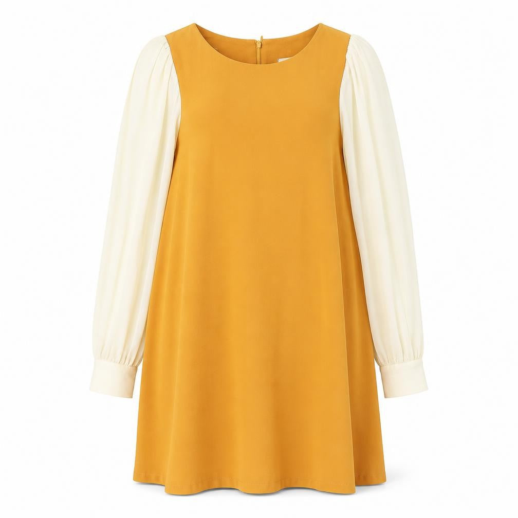 Mina UK Womens Orange Polyester Shift Size 8 Round Neck Zip