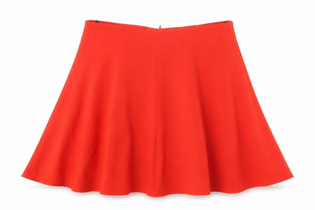 Marks & Spencer Womens Red Polyester Skater Skirt Size 37 in Zip