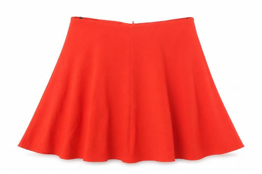 Marks & Spencer Womens Red Polyester Skater Skirt Size 37 in Zip