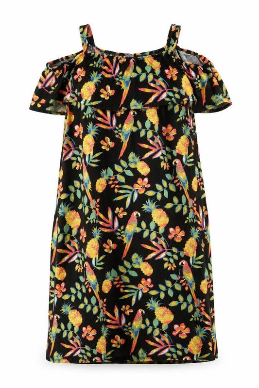 Peacocks Womens Black Geometric Polyester A-Line One Size Square Neck Pullover