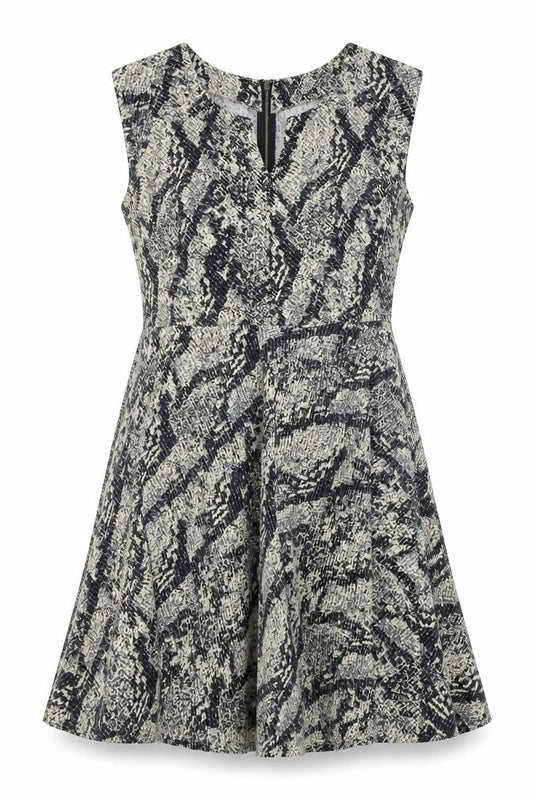 Louche Womens Black Animal Print Polyester Trapeze & Swing Size 16 V-Neck Zip - Snakeskin Pattern