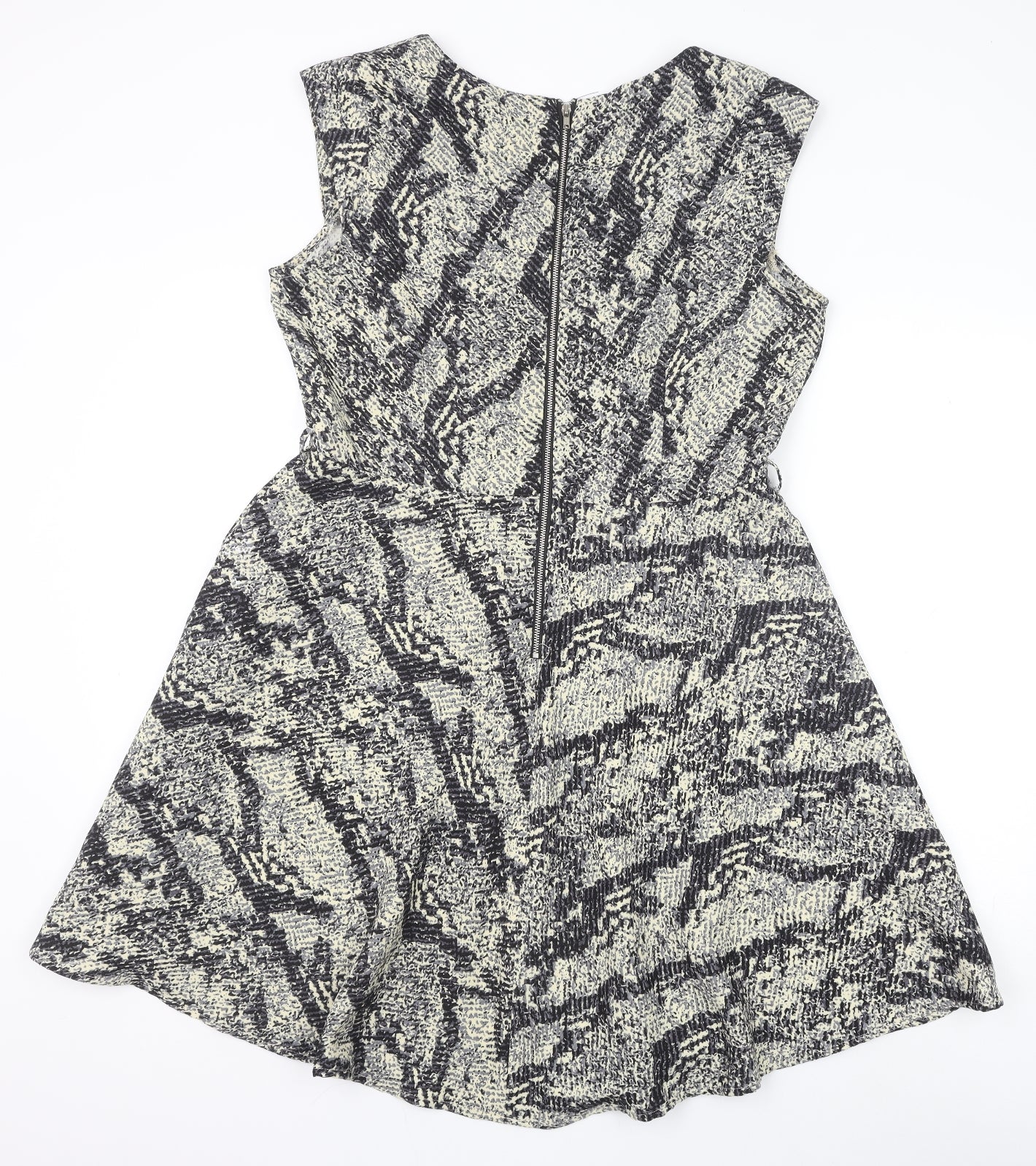 Louche Womens Black Animal Print Polyester Trapeze & Swing Size 16 V-Neck Zip - Snakeskin Pattern