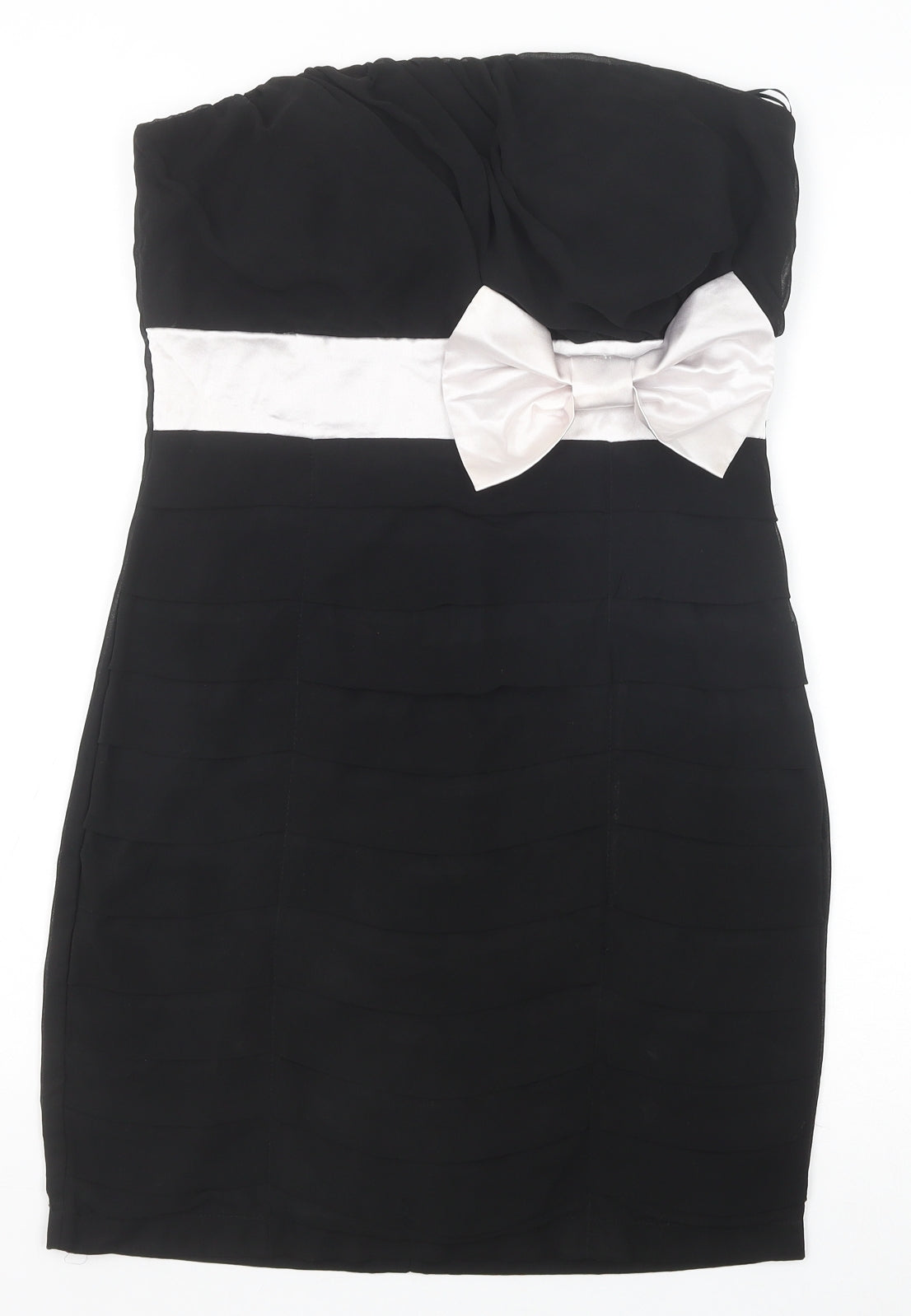 Quiz Womens Black Polyester Bodycon Size 10 Off the Shoulder Zip