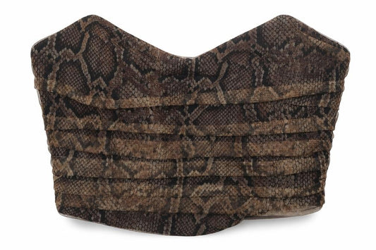 Zara Womens Brown Animal Print Polyester Cropped Tank Size L Sweetheart - Snake print
