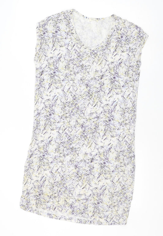 American Vintage Womens Ivory Floral Viscose A-Line Size S V-Neck Pullover