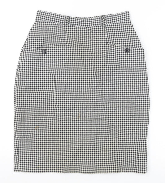 Kays Womens Black Check Polyester Straight & Pencil Skirt Size 12 Zip