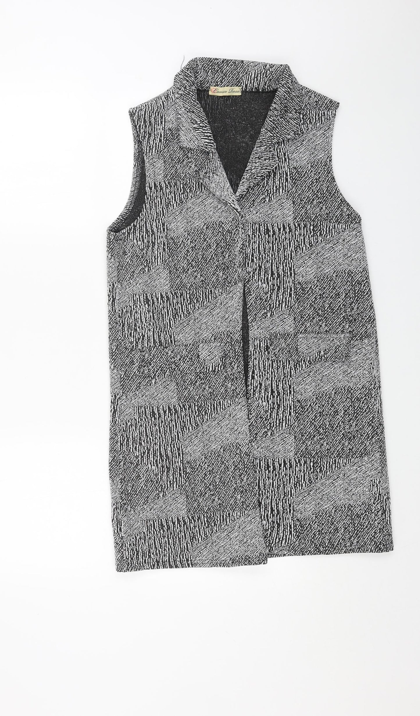Cameo Rose Womens Grey V-Neck Geometric Polyester Cardigan Jumper Size 10