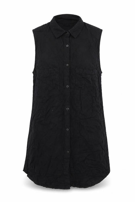 H&M Womens Black Viscose Basic Button-Up Size 8 Collared