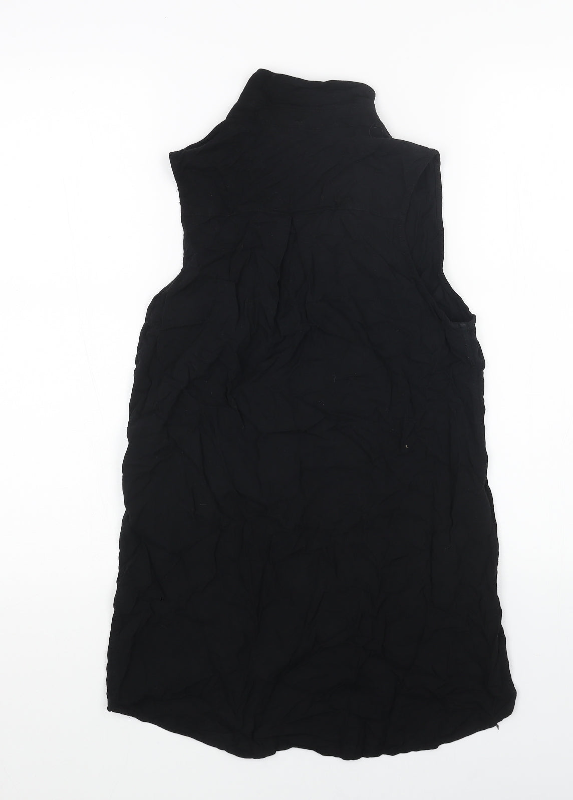 H&M Womens Black Viscose Basic Button-Up Size 8 Collared