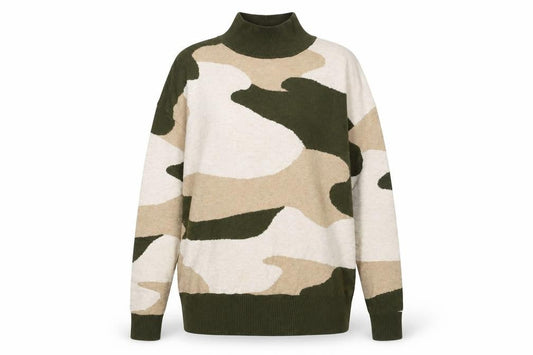 Marks & Spencer Womens Beige High Neck Camouflage Viscose Pullover Jumper Size S