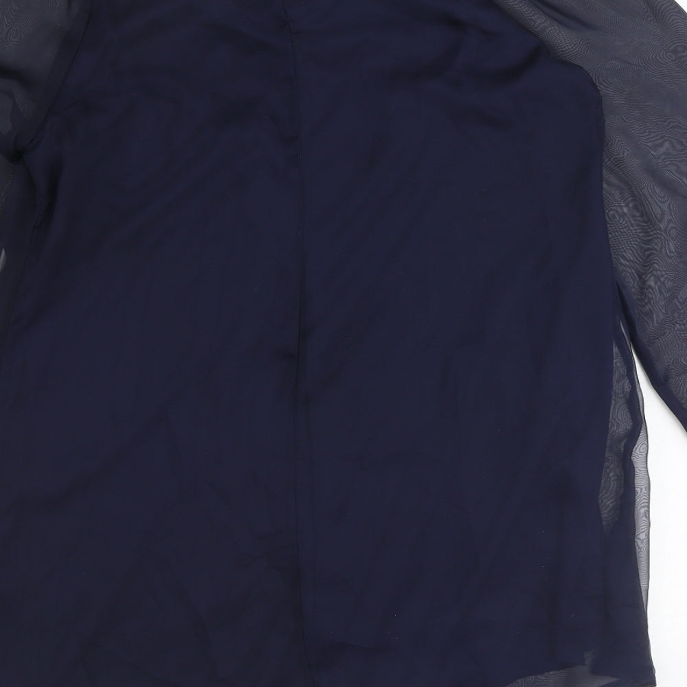 AX Paris Womens Blue Polyester Basic Blouse Size 12 Round Neck