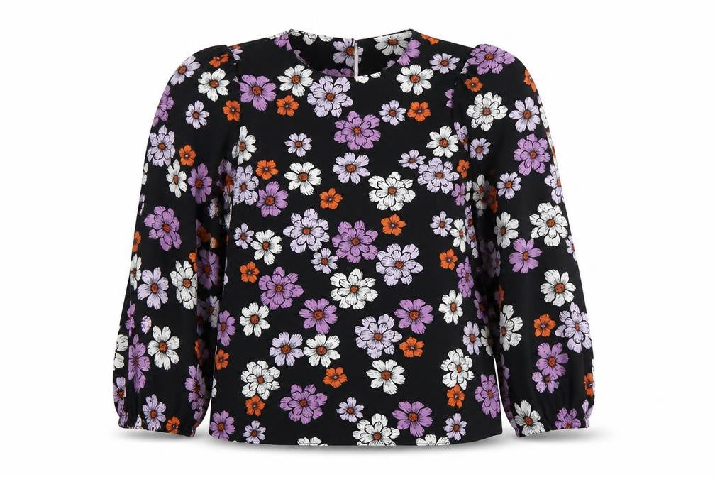 TU Womens Multicoloured Floral Polyester Basic Blouse Size 8 Round Neck
