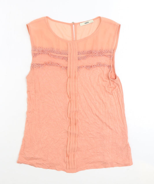 Oasis Womens Pink Viscose Basic Tank Size L Round Neck