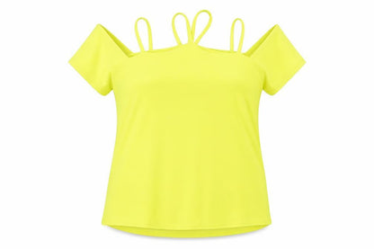 Boohoo Womens Yellow Polyester Basic Blouse Size 14 Boat Neck