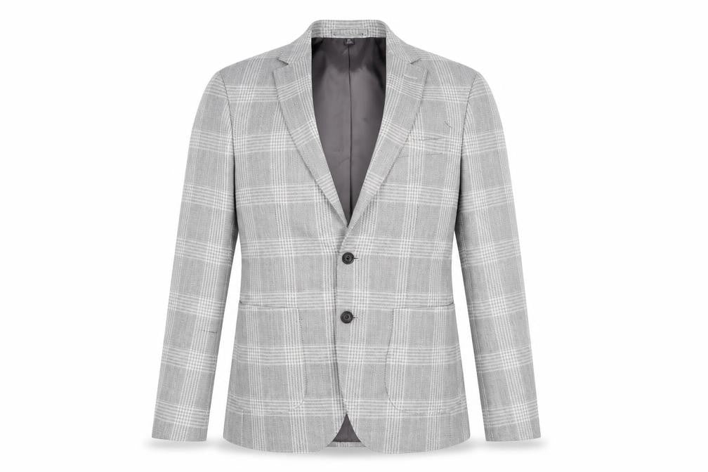 Marks & Spencer Mens Grey Plaid Polyester Jacket Blazer Size 38 Regular