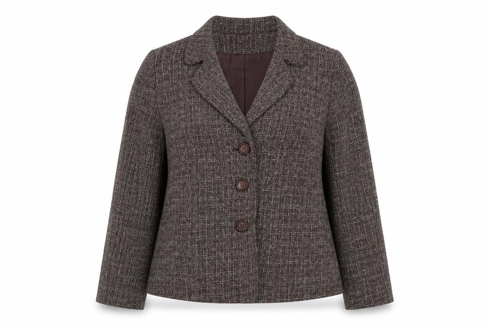Roman Womens Brown Plaid Polyester Jacket Suit Size 16