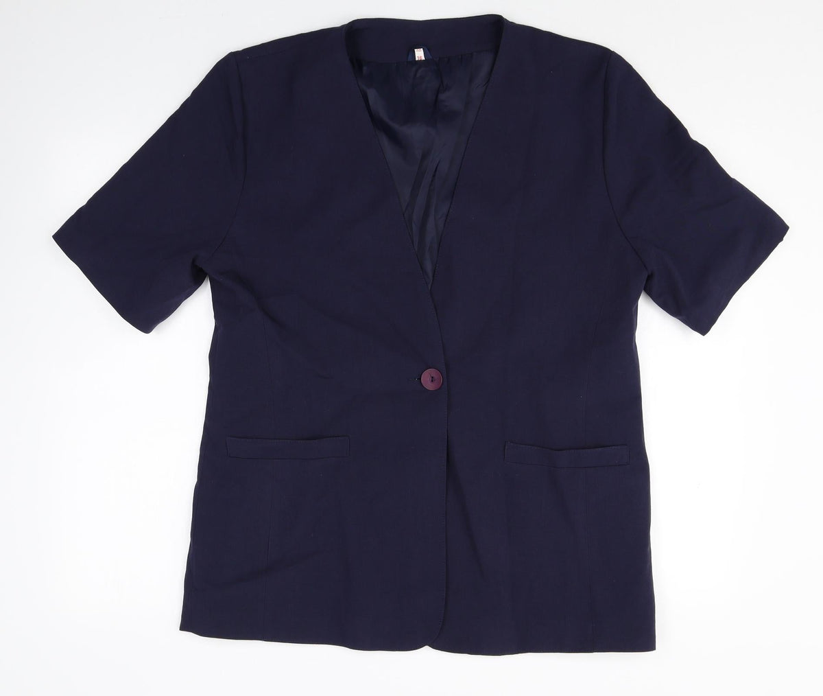 Preworn Womens Blue Polyester Jacket Suit Jacket Size 16