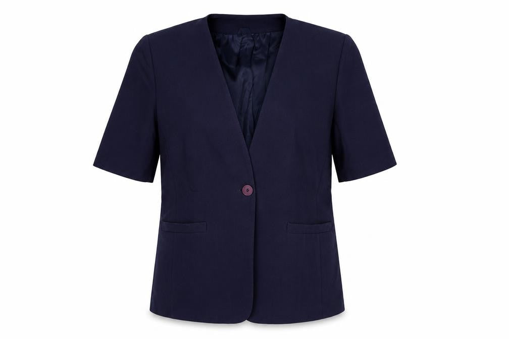 Preworn Womens Blue Polyester Jacket Suit Jacket Size 16