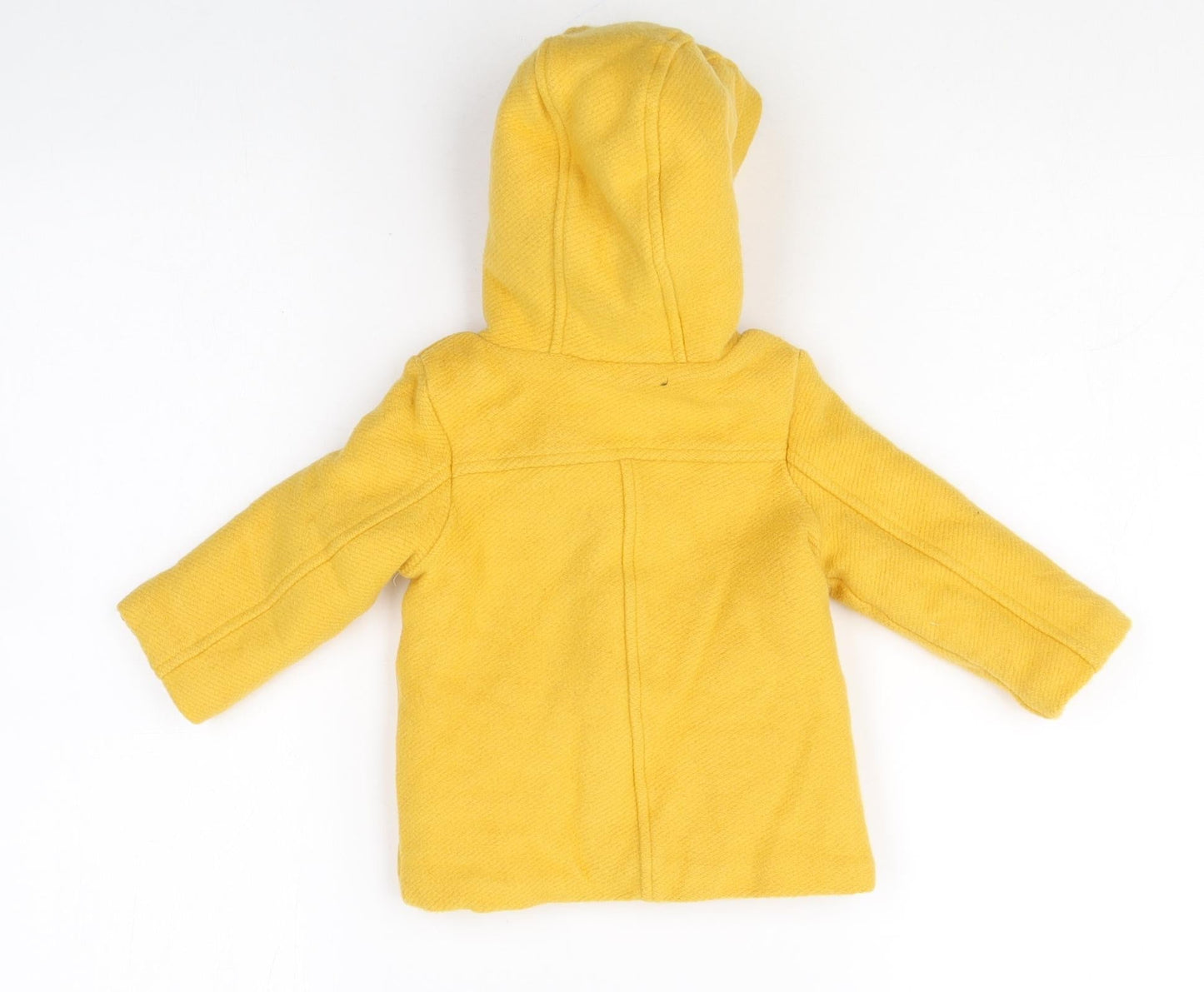 John Lewis Yellow Duffle Coat Coat Size 3-6 Months Hook & Loop