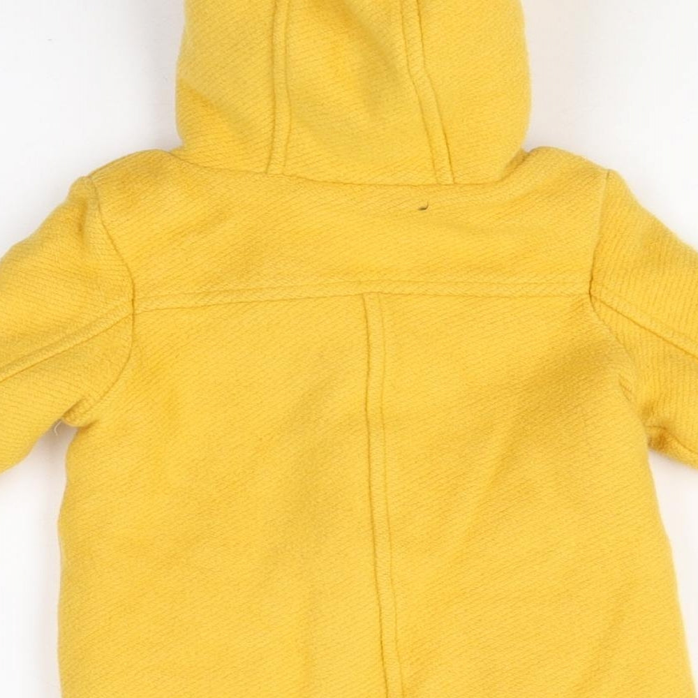 John Lewis Yellow Duffle Coat Coat Size 3-6 Months Hook & Loop