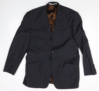 Next Mens Black Striped Wool Jacket Blazer Size 42 Regular