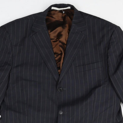 Next Mens Black Striped Wool Jacket Blazer Size 42 Regular