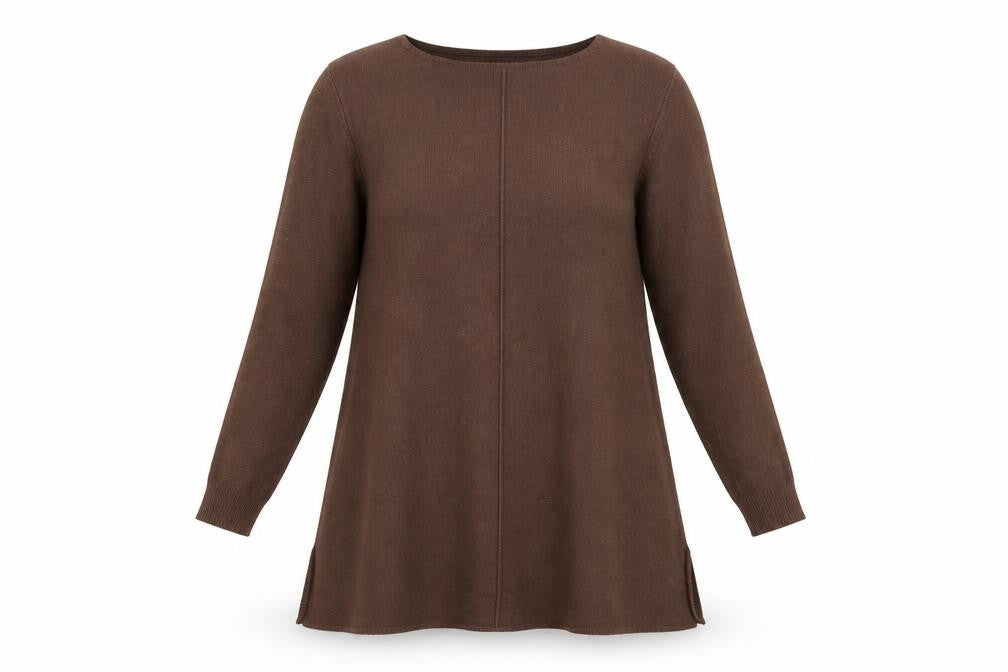 E-Woman Womens Brown Viscose A-Line Size S Round Neck Pullover