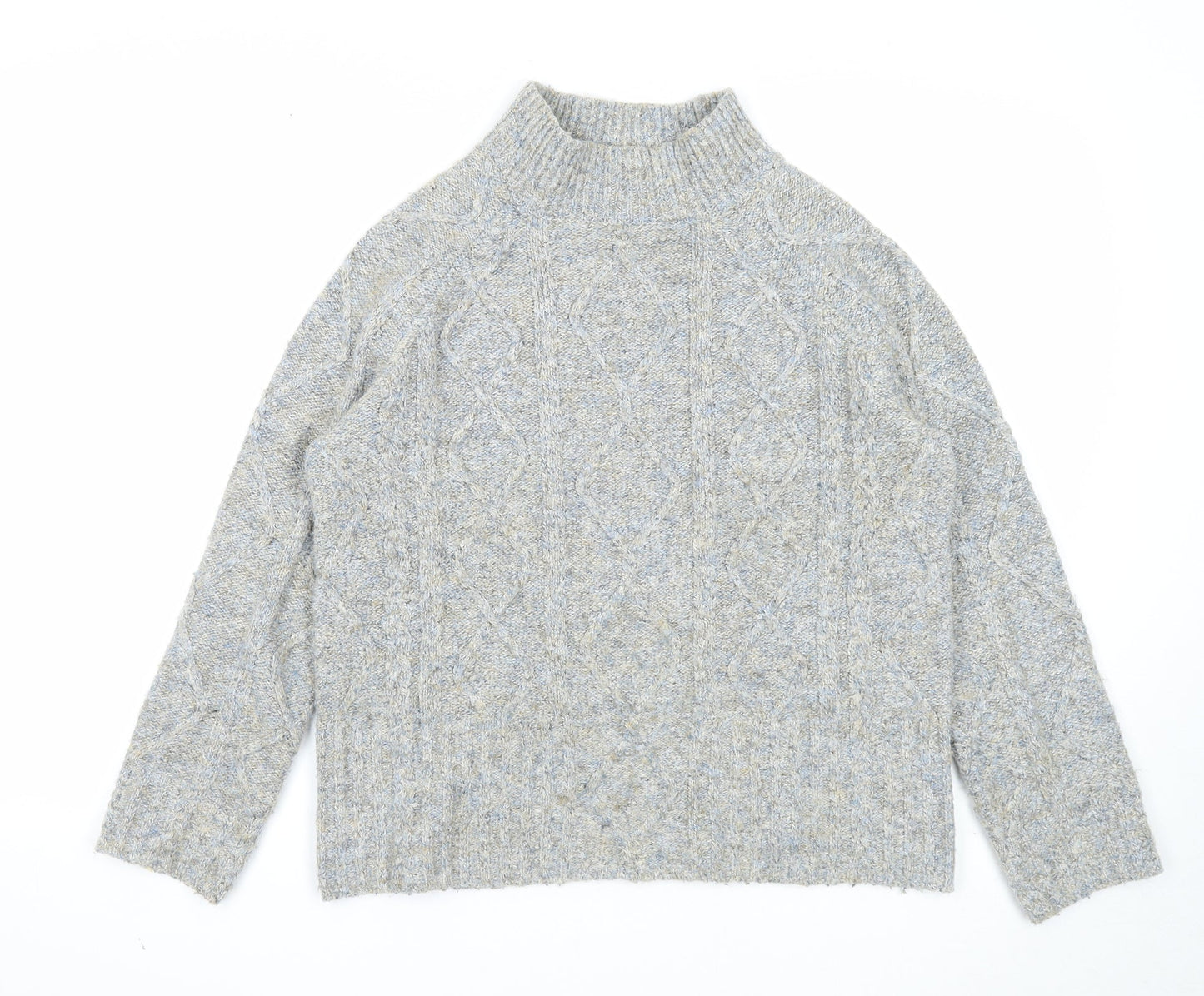 Per Una Womens Grey Mock Neck Polyester Pullover Jumper Size S