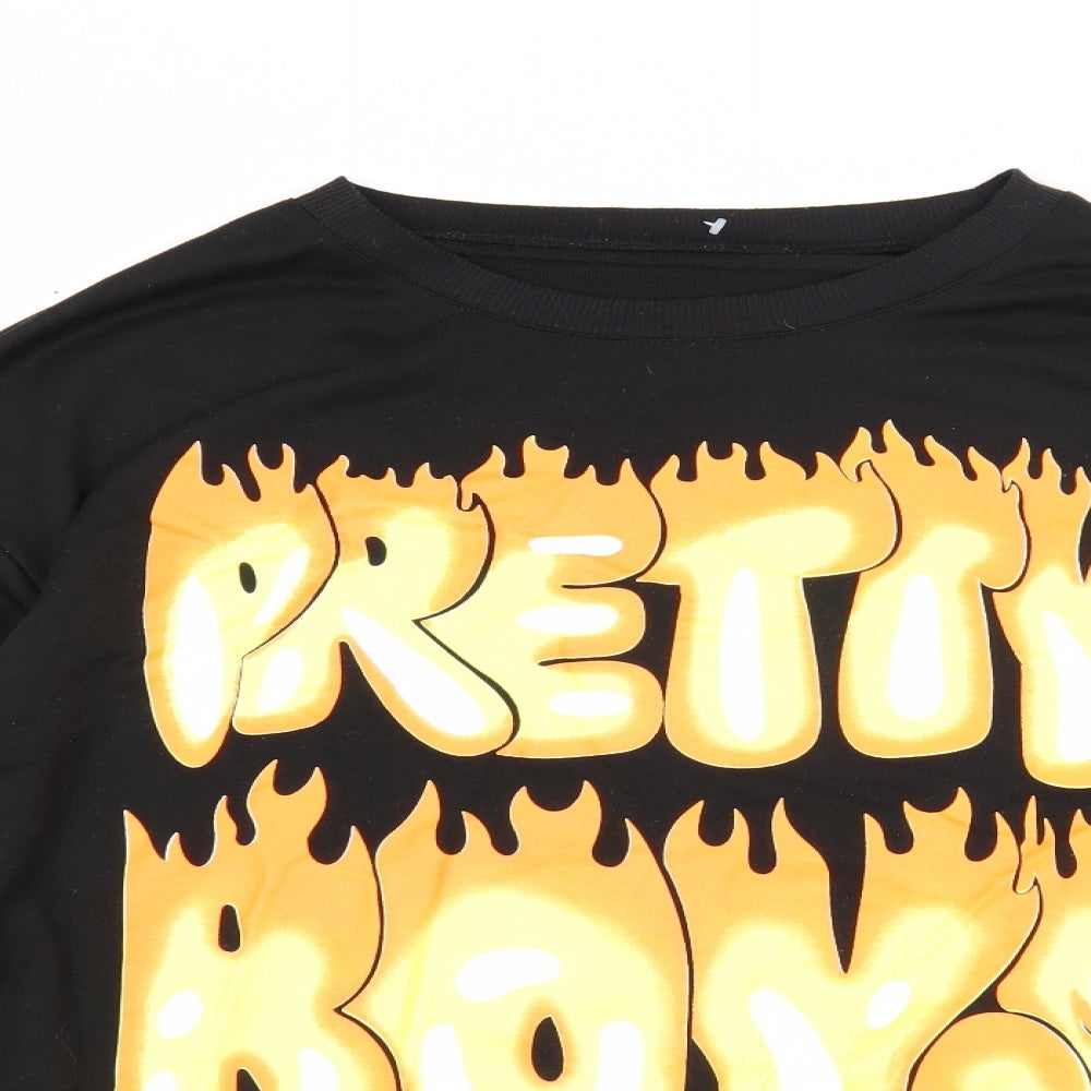 SheIn Mens Black Cotton Pullover Sweatshirt Size XL - Pretty Boys