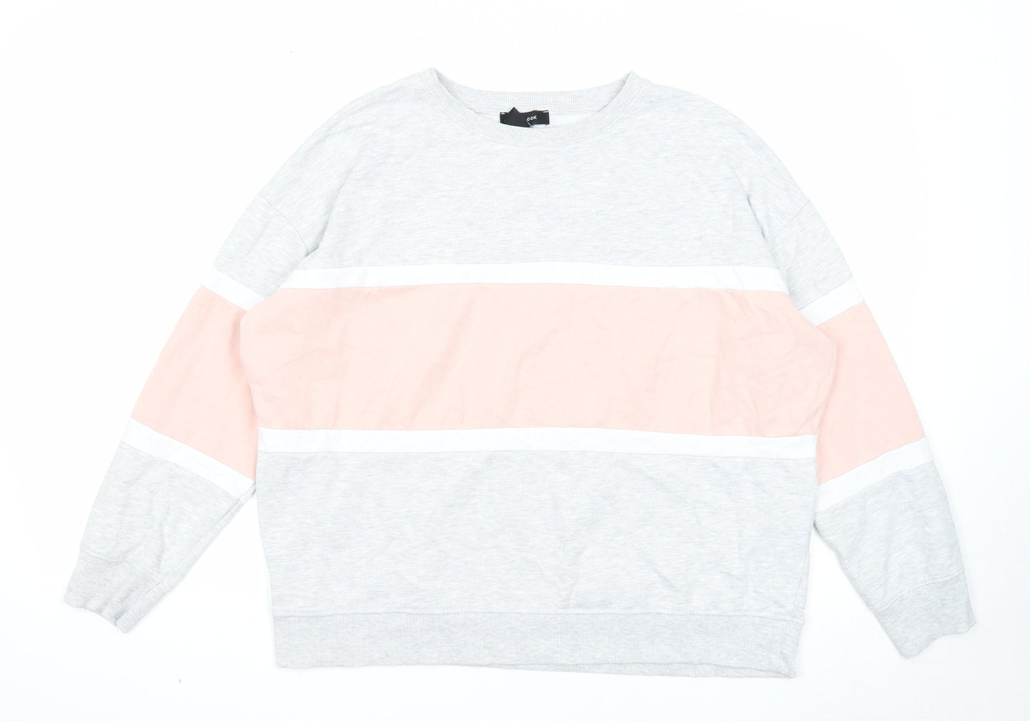 New Look Womens Grey Colourblock Cotton Pullover Sweatshirt Size M Pullover