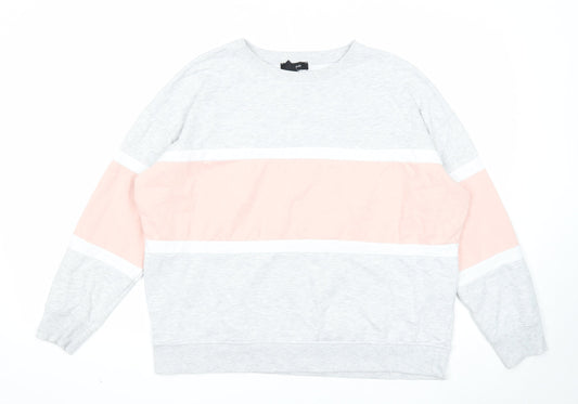 New Look Womens Grey Colourblock Cotton Pullover Sweatshirt Size M Pullover