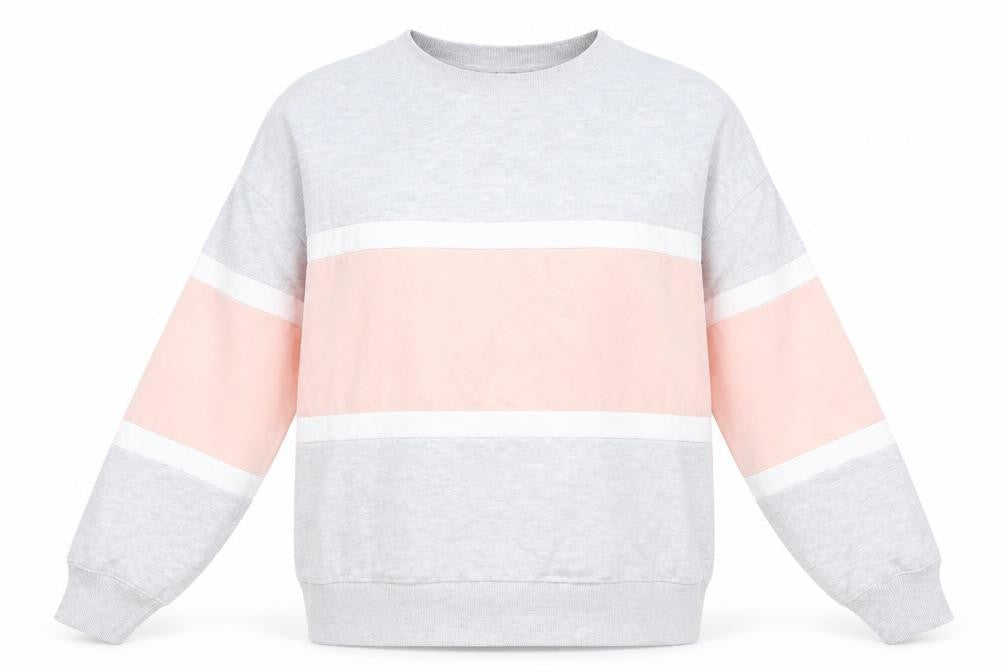 New Look Womens Grey Colourblock Cotton Pullover Sweatshirt Size M Pullover