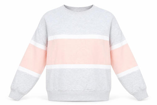New Look Womens Grey Colourblock Cotton Pullover Sweatshirt Size M Pullover