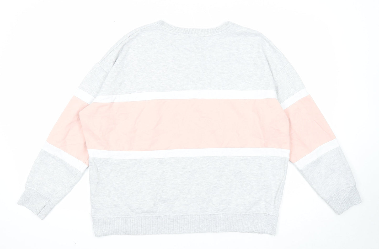 New Look Womens Grey Colourblock Cotton Pullover Sweatshirt Size M Pullover