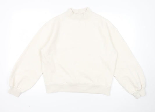 Oasis Womens White Cotton Pullover Sweatshirt Size L Pullover