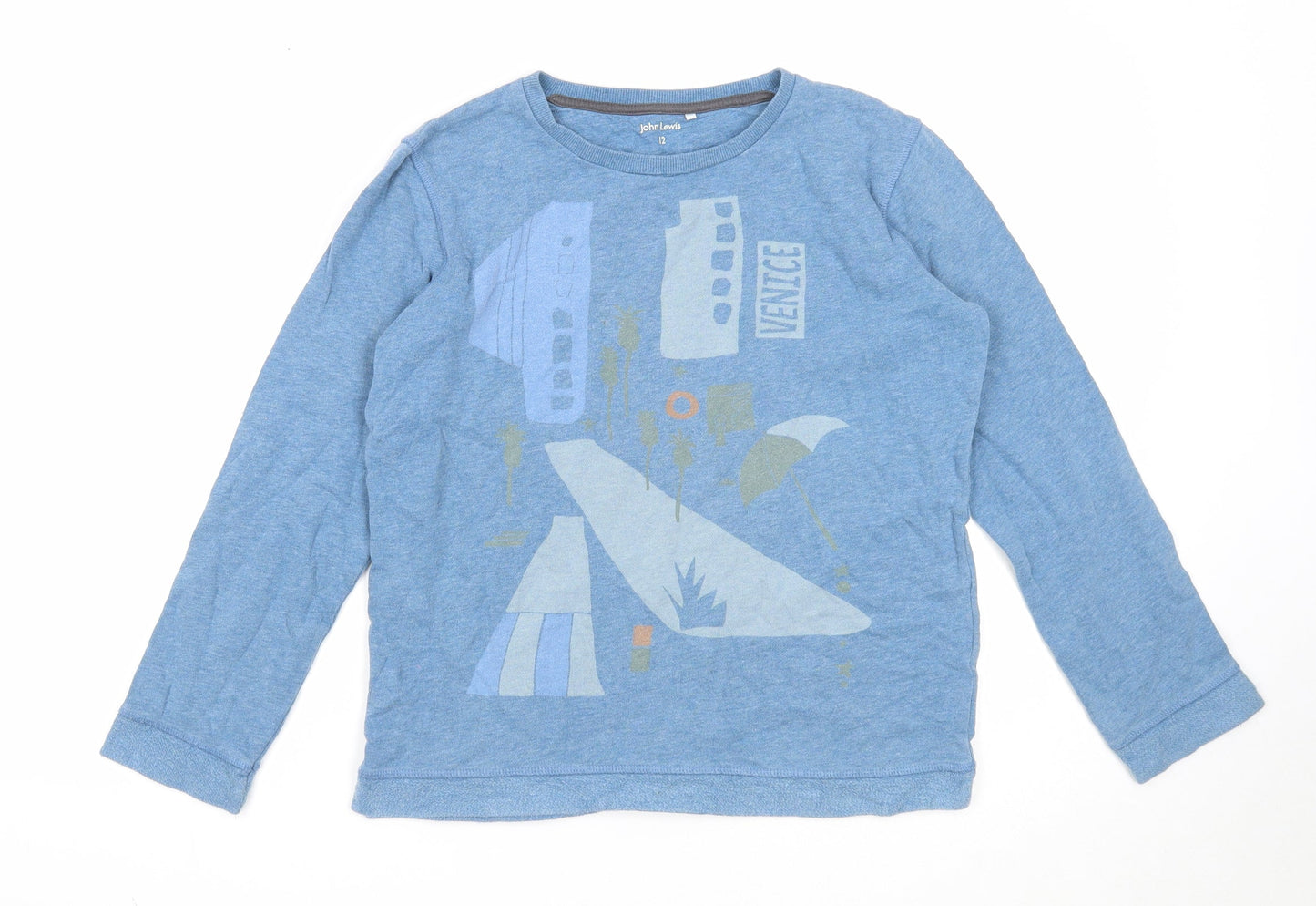 John Lewis Boys Blue Cotton Pullover Sweatshirt Size 12 Years Pullover - Venice