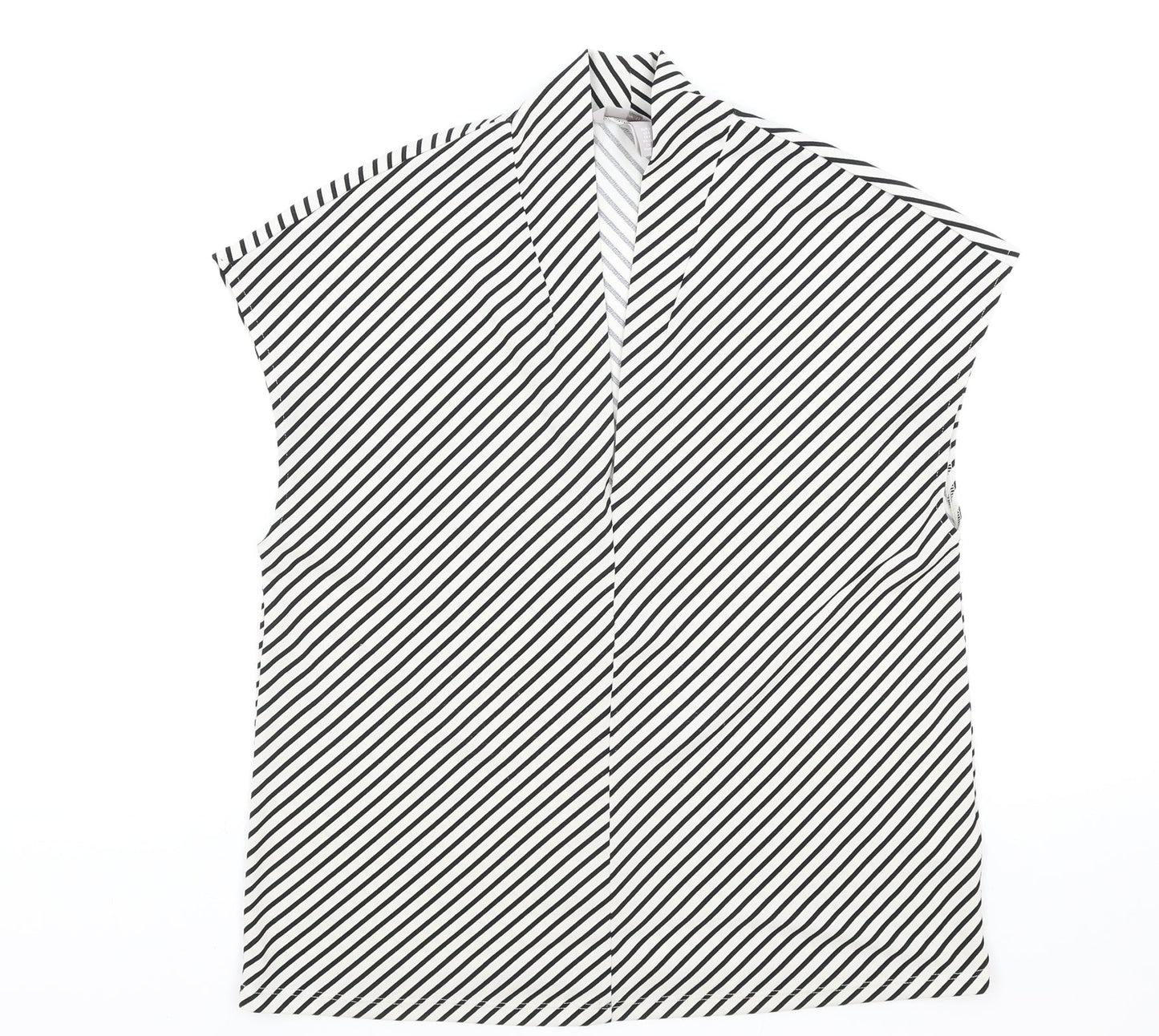 H&M Womens White Striped Polyester Kimono Blouse Size S V-Neck